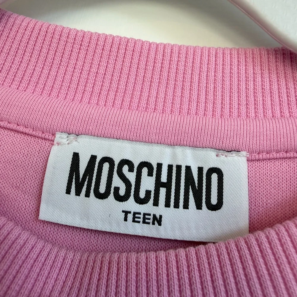 MOSCHINO Teen Logo Crewneck Sweatshirt Pink Size 12